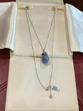 Brighton Neptune's Rings Blue Quartz & Swarovski Crystals Necklace & Bag. NWT.